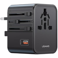 Tīkla lādētājs USAMS Travel Adapter CC309 2xUSB-C 25W 4w1 US/AU/EU/UK melns