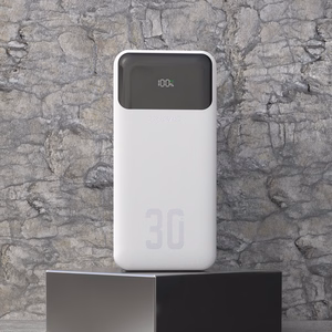 Dudao K15Max 30000mAh PD 22,5W ārējā baterija ar USB-C un Lightning kabeļiem - balta