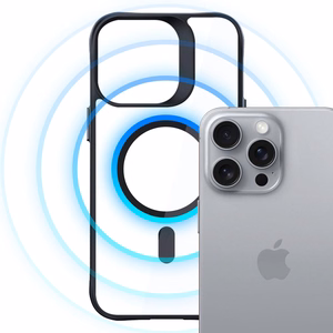3mk Satīna bruņu Magnētiskais apvalks ar MagSafe iPhone 16 Pro Max - caurspīdīgs ar melnu rāmi