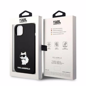 Karl Lagerfeld silikona Choupette viedtālruņa apvalks iPhone 14 Plus - melns