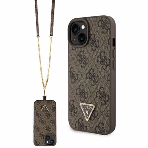 Guess GUHCP15MP4TDSCPW iPhone 15 Plus 6.7" brūns/brūns cietais viedtālruņa apvalks Crossbody 4G Metal Logo