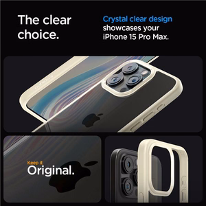 Spigen Crystal Hybrid viedtālruņa apvalks iPhone 15 Pro Max - caurspīdīgi bēšs
