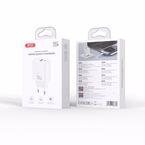 XO CE40 PD 20W sienas lādētājs, 1x USB-C, 1x USB, balts