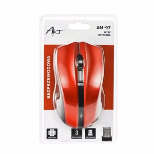ART bezvadu datora pele 2,4G 1000 dpi AM-97 sarkana