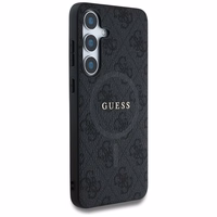 Guess Ādas 4G Krāsains Gredzens Klasiskais Logotips Magnētiskais Viedtālruņa apvalks Samsung Galaxy S25 Plus melna