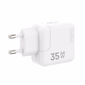 WALL CHARGER MX BURST GaN PD 35W, 2xUSB-C + C/LIGHTNING PD CABLE 20W  WHITE