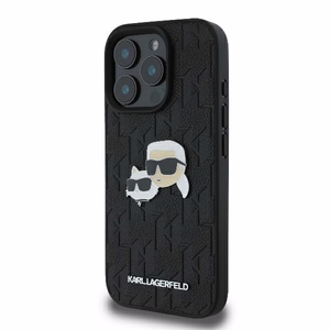 Karl Lagerfeld Monogram Karl & Choupette Head Pin viedtālruņa apvalks iPhone 16 Pro - melns