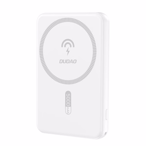 Bezvadu magnētiskais portatīvais lādētājs Dudao K14S USB-A / USB-C / MagSafe 20W 5000mAh (balts)