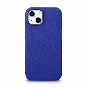 iCarer Litchi Premium ādas apvalks iPhone 14 Magnētiskais ādas apvalks ar MagSafe Tumši zils (WMI14220709-DB)