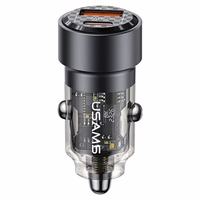 USAMS Auto lādētājs C39 USB+USB-C 60W Fast Charge melns CC208CC01 (US-CC208)