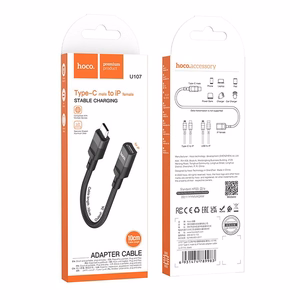 adapteris OTG USB C do Lightning Hoco 3A 0,1 m U107 melns