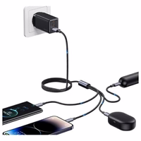 USAMS kabelis 4in1 2xUSB-C/Lightning/MicroU SB 15W 1,2m Aluminum Alloy Data Cable Sufeng Series SJ739USB101 (US-SJ739)