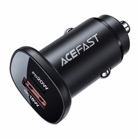 Acefast automašīnas lādētājs 38W USB Type C / USB, PPS, Power Delivery, Quick Charge 3.0, AFC, FCP melns (B1 melns)