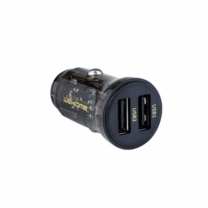 WEKOME WP-C40 Vanguard Series auto lādētājs, 2 × USB-A, 15 W, melns un caurspīdīgs