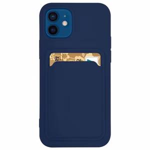 Card Case silikona viedtālruņa apvalks maks ar karšu nodalījumu Samsung Galaxy A73 tumši zils