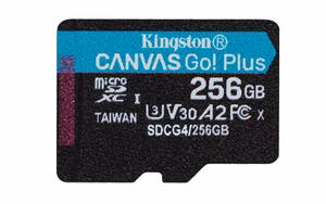 Kingston Atmiņas karte 256GB microSDXC Canvas Go Plus Gen4 200MB/s A2 U3 V30 + adapteris