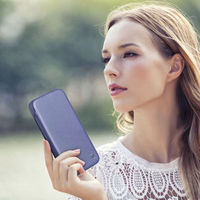 iCarer CE Premium ādas folio viedtālruņa apvalks iPhone 14 Pro Max magnētiskais atveramais ādas folio apvalks MagSafe gaiši violeta