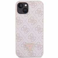 Guess GUHCP14XP4TDSCPP apvalks iPhone 14 Pro Max 6.7" - rozā krustenisks 4G metāla logotips