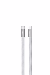 Devia Ultra3 USB-C PD 240W metāla austs plakans ātrās uzlādes kabelis 1,5 m balts