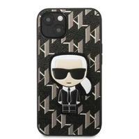 Karl Lagerfeld KLHCP13SPMNIKBK iPhone 13 mini 5.4" cietais apvalks melns/melns Monogramma Ikonik Plāksteris