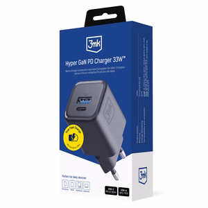 3mk Hyper Charger PD 33W GaN QC4+ PPS AFC FCP SCP 1A1C sienas lādētājs - melns
