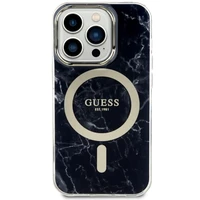 Guess GUHMP14LPCUMAK iPhone 14 Pro 6.1" melns/melns cietais apvalks Marble Magnētiskais
