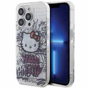 Hello Kitty IML Kitty On Bricks Graffiti viedtālruņa apvalks iPhone 15 Pro - balta