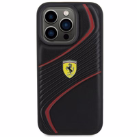 Ferrari Twist Metal Logo viedtālruņa apvalks iPhone 15 Pro - melns