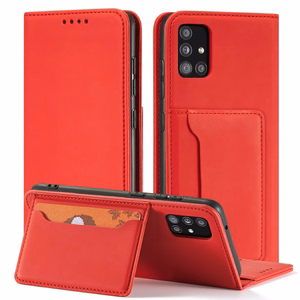 Magnētiskais karšu apvalks Samsung Galaxy A13 5G maciņš karšu turētājs sarkans