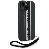 Karl Lagerfeld Saffiano Athleisure Stripes Cord viedtālruņa apvalks iPhone 15 - rozā