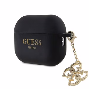 Guess GUAP2LECG4K apvalks AirPods Pro 2 austiņām - melns Liquid Silicone Mirdzošs Trīsstūra piekariņš