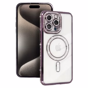 Bling Magsafe Case for iPhone 15 Pro purple