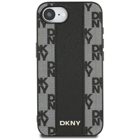 DKNY ādas rūtainais mono raksts Magnētiskais iPhone 16e viedtālruņa apvalks - melns