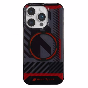 Audi IML Sporta Magnētiskais viedtālruņa apvalks iPhone 14 Pro Max 6.7" melns/melns cietais apvalks AU-IMLMIP14PM-RSQ/D2-BK