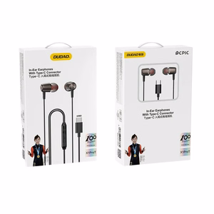 Dudao X1PROT ieliekamās vadu USB-C austiņas 1.2m - melnas