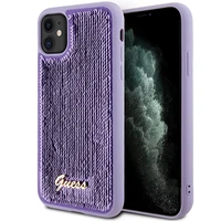 Guess Sequin Script Metal apvalks viedtālrunim iPhone 11 / Xr - violets