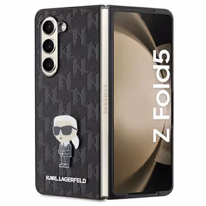 Karl Lagerfeld Saffiano Monogram Ikonik Pin viedtālruņa apvalks Samsung Galaxy Z Fold 5 - melns