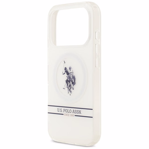 US Polo DH un apakšējās joslas logotips Magnētiskais apvalks iPhone 17 Pro - balts