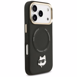 Karl Lagerfeld Big Strap Choupette Metal Logo MagSafe Case for iPhone 17 Pro Max - Black