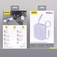 Dudao K32 22.5W 10000mAh portatīvais lādētājs ar iebūvētu USB-C / Lightning kabeli - violeta