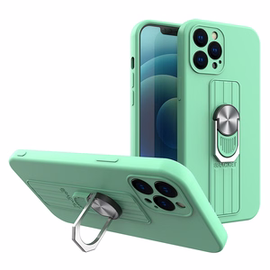 Ring Case silikona viedtālruņa apvalks ar pirksta turētāju un statīvu iPhone 12 Pro Max piparmētru