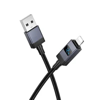 Kabelis USB A uz Lightning Hoco 2,4A ar ekrānu 1 m X118 melns
