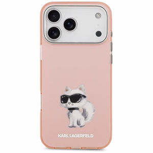 Karl Lagerfeld IML Aquarelle Choupette & Logo Magnētiskais viedtālruņa apvalks iPhone 17 Pro Max - rozā