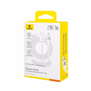 Baseus Gem USB-A uz Lightning 2.4A ātras uzlādes kabelis 1 m, balts