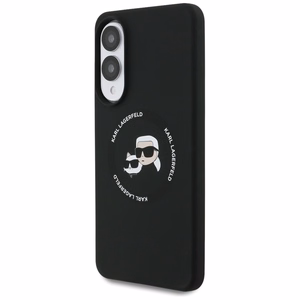 Чехол Karl Lagerfeld Silicone Nauble Heads And Circle MagSafe для Samsung Galaxy S25 Edge - чёрный