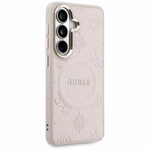 Guess case Saffiano Peony Embossed Ring MagSafe for Samsung Galaxy S26 Plus pink