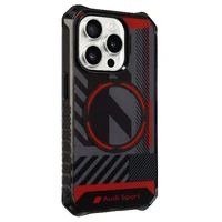 Audi IML Sport Magnētiskais viedtālruņa apvalks iPhone 15 Pro Max 6.7" melns/melns cietais apvalks AU-IMLMIP15PM-RSQ/D2-BK