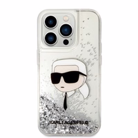 Karl Lagerfeld Glitter Karl's Head viedtālruņa apvalks iPhone 14 Pro Max - sudraba