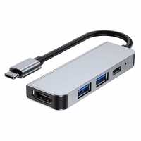 HUB Tech-Protect V2 4in1 USB-C - USB-A 3.0 / USB-A 2.0 / USB-C / HDMI - pelēks