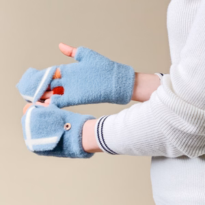 Women's/children's winter telephone gloves - blue